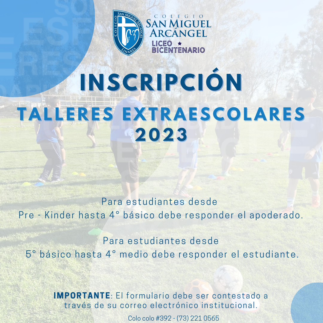 Formulario de inscripción voluntaria de talleres extraescolares para este año 2023
